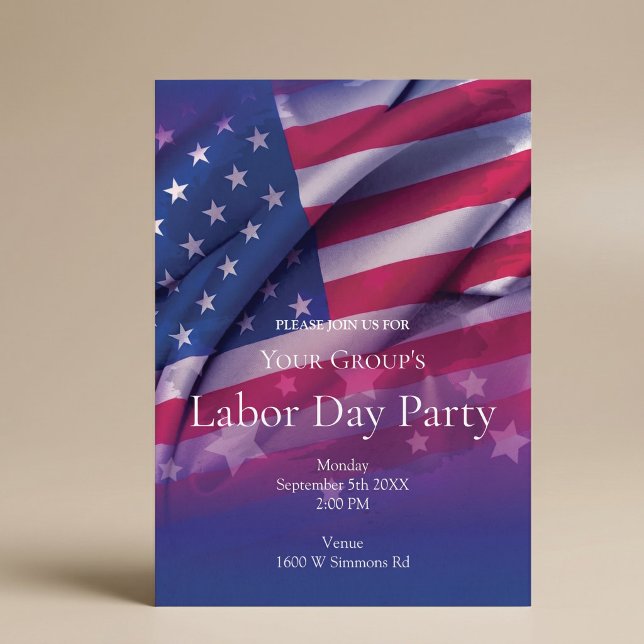 Invitation à la fête du Travail avec drapeau améri (Créateur téléchargé)