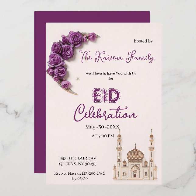 Invitation à la fête élégante de célébration de l' (Recto/Verso)