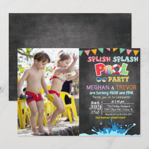 Invitation à la fête en piscine double pour tout â