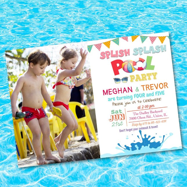 Invitation à la fête en piscine double pour tout â (Créateur téléchargé)