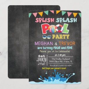 Invitation à la fête en piscine double pour tout â