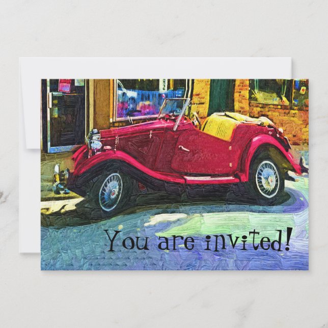 Invitation à la fête en voiture classique (Devant)