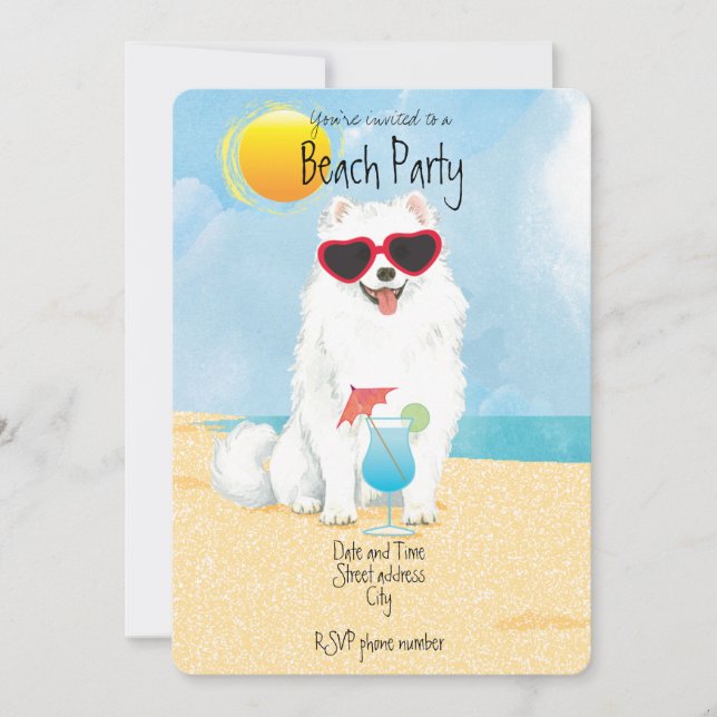 Invitation à la fête Eskie Beach d'été (Devant)