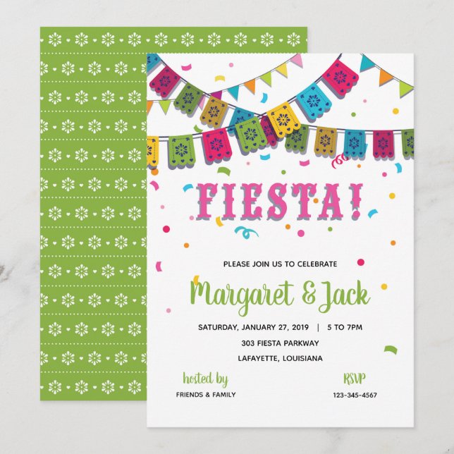 Invitation à la fête Fiesta (Devant / Derrière)