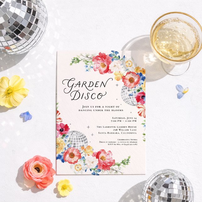 Invitation à la Fête Florale de Jardin Disco (Créateur téléchargé)