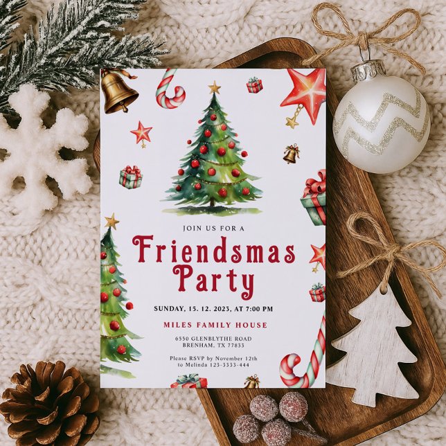 Invitation à la fête Friendsmas dessinée à la main (Créateur téléchargé)