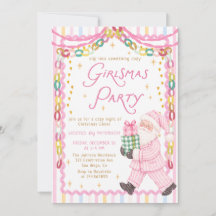Invitation à la fête Girlsmas Noël Pyjama Party