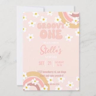 Invitation à la fête Groovy One Daisy