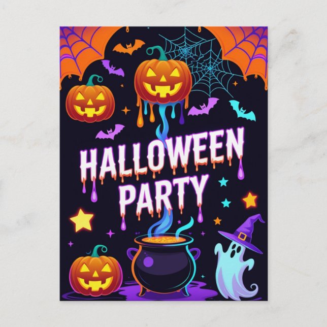 Invitation à la fête Halloween Fantôme et Citrouil (Devant)