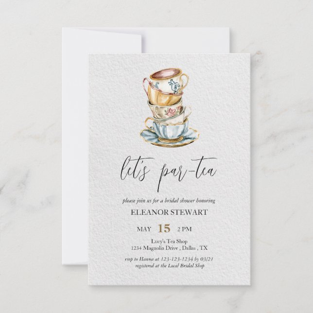 Invitation à la fête « Let's Par-Tea » (Devant)