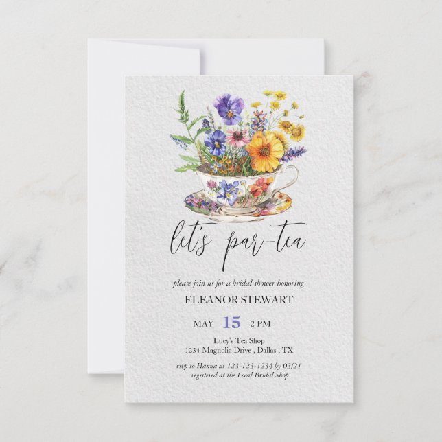 Invitation à la fête « Let's Par-Tea » (Devant)