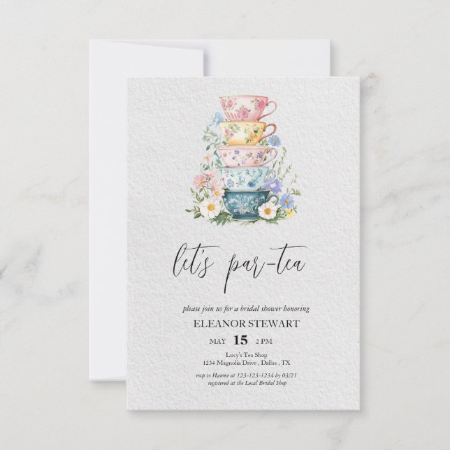 Invitation à la fête « Let's Par-Tea » (Devant)