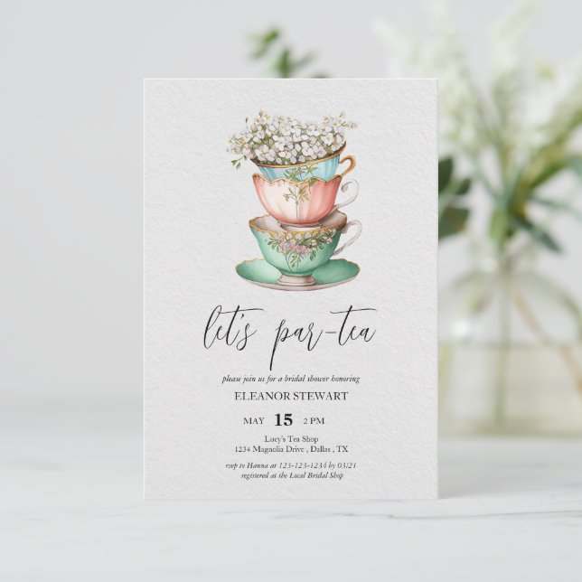 Invitation à la fête « Let's Par-Tea » (Debout devant)
