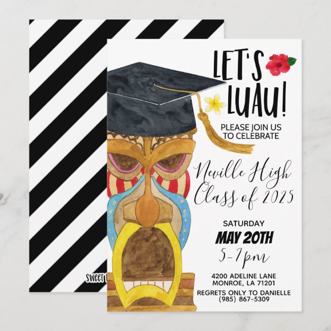 Invitation à la fête Luau (Devant / Derrière)