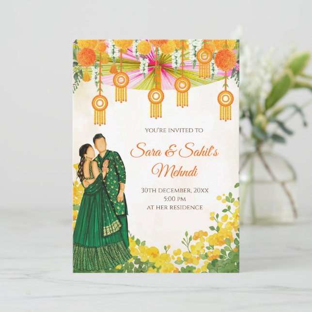 Invitation à la fête Mehndi & Invitation à la soir (Debout devant)