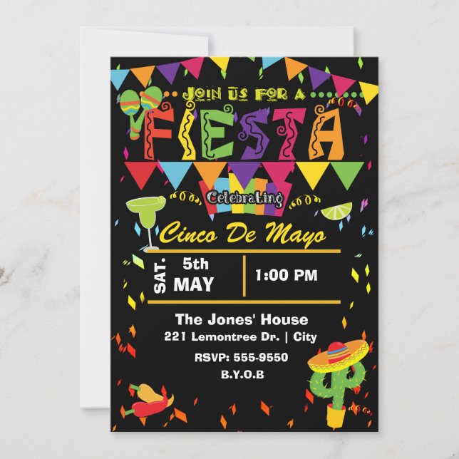 Invitation à la fête mexicaine Cinco De Mayo (Devant)