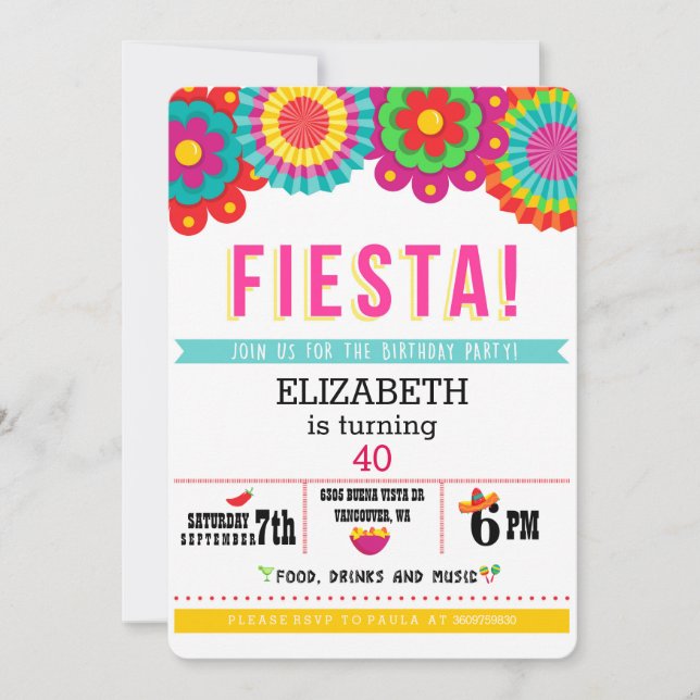 Invitation à la fête mexicaine Fiesta (Devant)