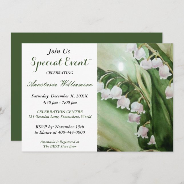 INVITATION À LA FÊTE MUGUET CHARMANT (Devant / Derrière)