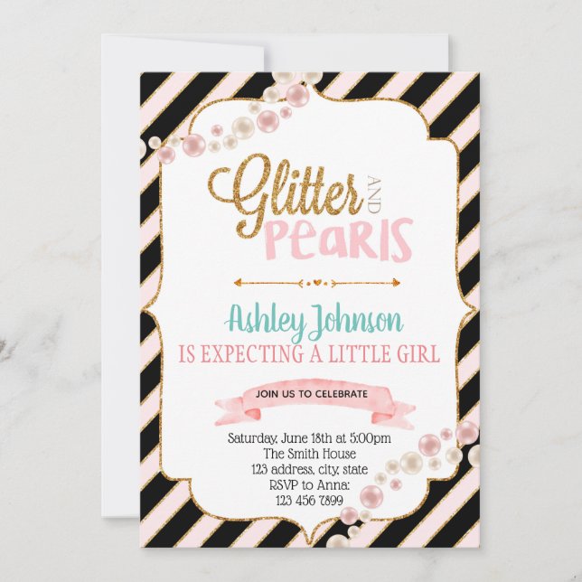 Invitation à la fête paillettes et perles (Devant)