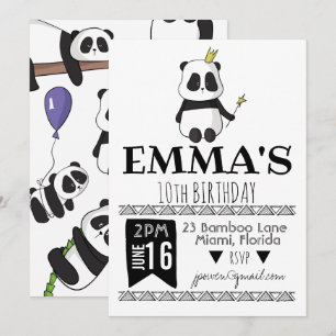Invitation à la fête Panda