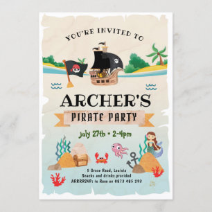 Invitation à la fête pirate, anniversaire de pirat