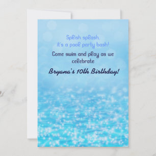 Invitation à la fête piscine plage avec eau pétill