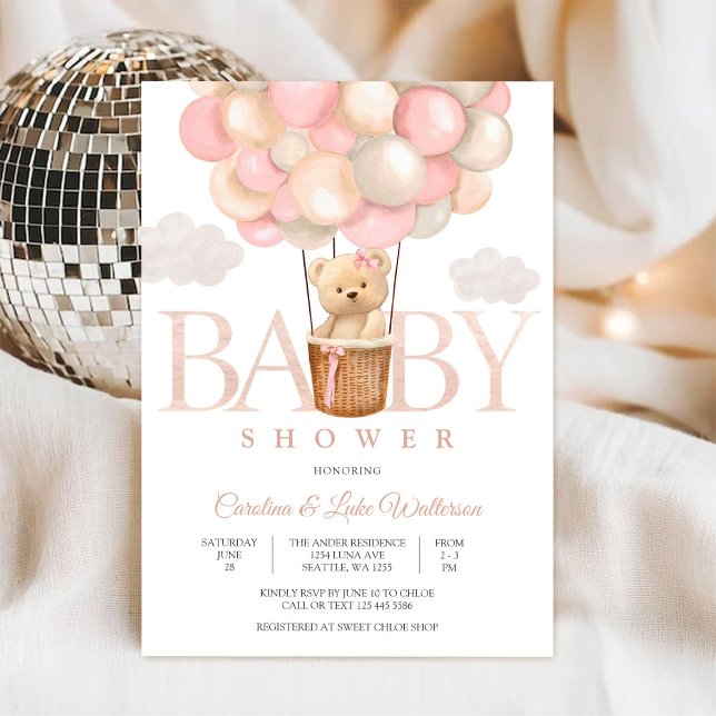 Invitation à la fête prénatale Bébé Teddy Ballon M (Créateur téléchargé)