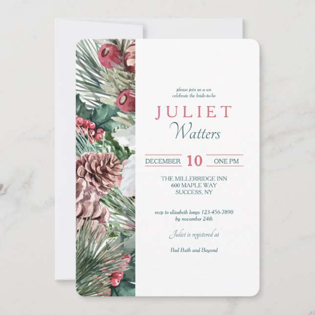 Invitation à la fête prénuptiale de Winter Boughs (Devant)
