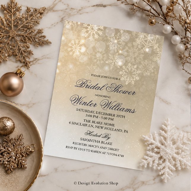 Invitation à la fête prénuptiale flocon de neige d (Créateur téléchargé)