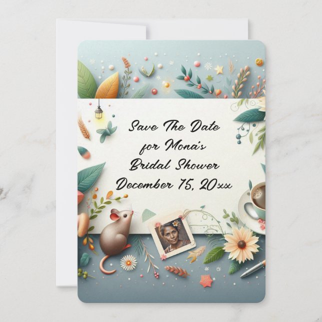 Invitation à la fête prénuptiale pour réserver la  (Devant)