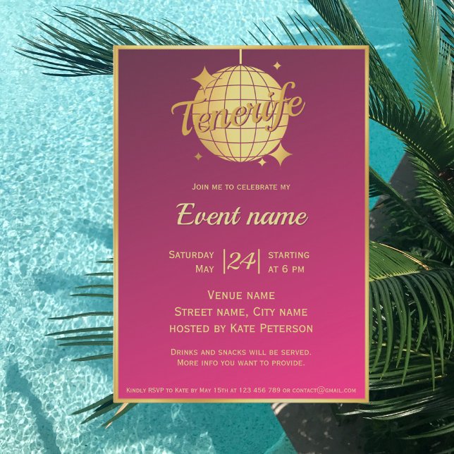 Invitation à la fête rose de Tenerife en Espagne (Créateur téléchargé)