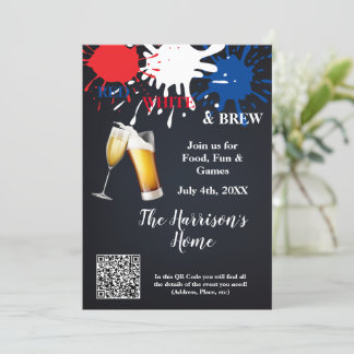 Invitation à la fête rouge, blanche et brune