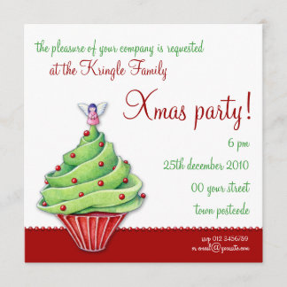 Invitation à la fête rouge de Noël de la Cupcake