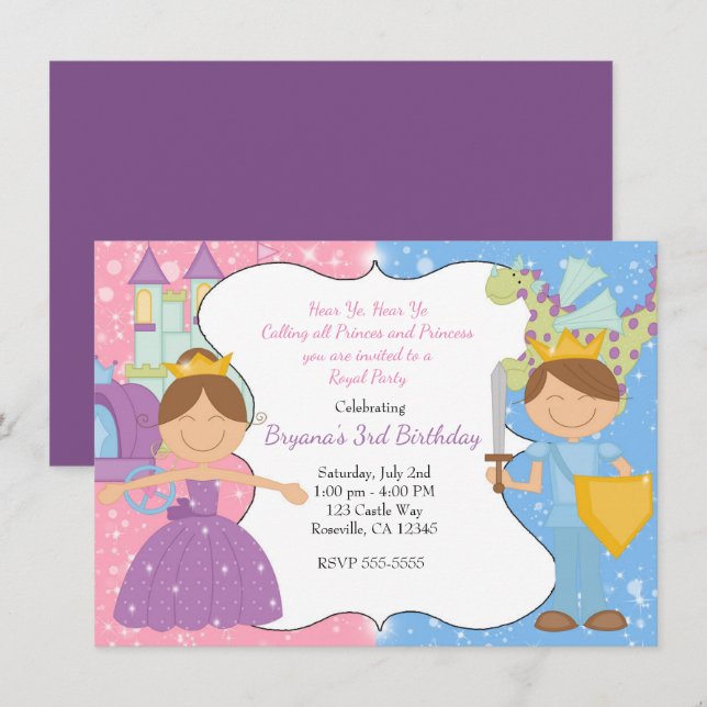 Invitation à la fête royale du château de la princ (Devant / Derrière)