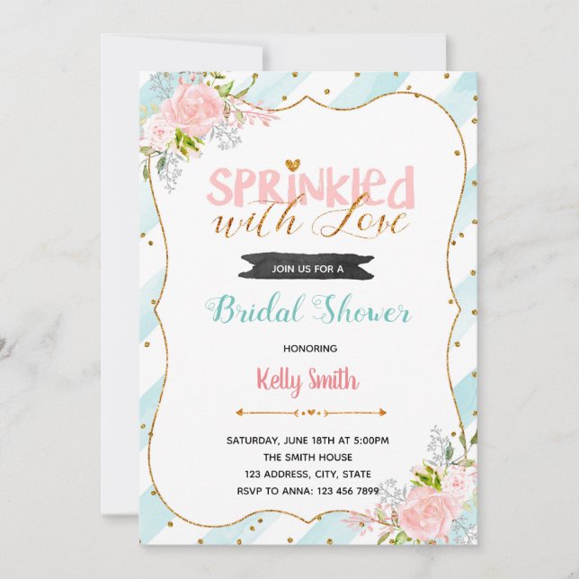 Invitation à la fête saupoudrée d'amour (Devant)