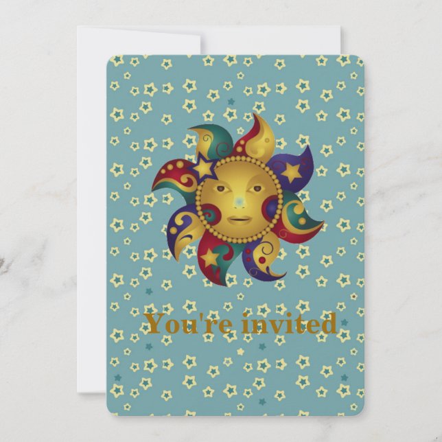 Invitation à la fête Soleil Lune Étoiles (Devant)