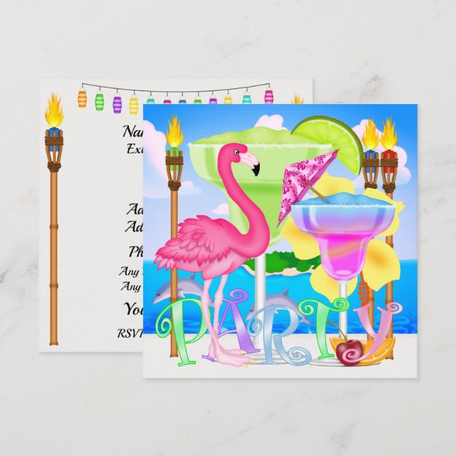 Invitation à la fête sur la plage paradisiaque / L (Devant / Derrière)