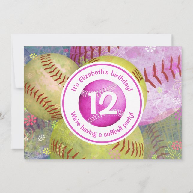 invitation à la fête sur le thème du softball fémi (Dos)