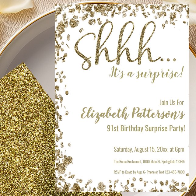 Invitation à la fête surprise des 91 ans en or (Créateur téléchargé)