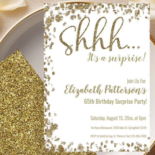 Invitation à la fête surprise pour les 65 ans en o (Créateur téléchargé)