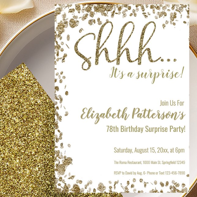 Invitation à la fête surprise pour les 78 ans en o (Créateur téléchargé)