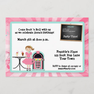 Invitation à la fête thématique des années 50