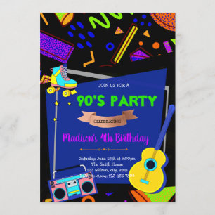 Invitation à la fête thématique des années 90