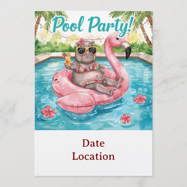 Invitation à la fête tropicale au bord de la pisci (Devant)