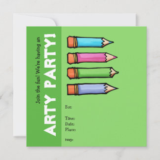 Invitation à la fête verte des crayons colorés