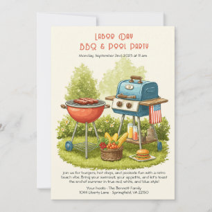 Invitation à la fête vintage BBQ & piscine de la f