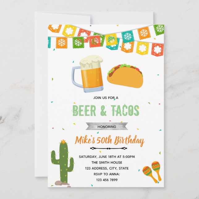 Invitation à la fiesta bière et tacos (Devant)