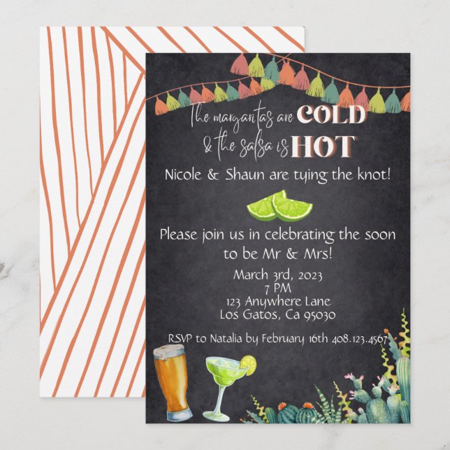 Invitation à la Fiesta de Fiançailles (Devant / Derrière)