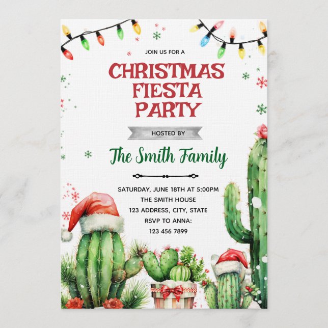 Invitation à la Fiesta du Cactus de Noël (Devant)