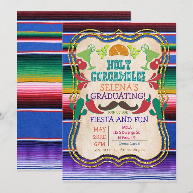 Invitation à la Fiesta mexicaine de remise des dip (Devant / Derrière)